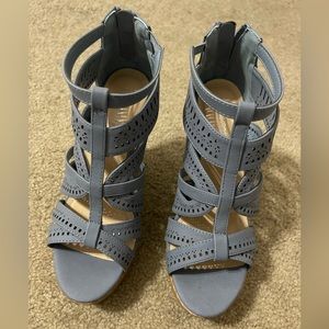 Dusty blue wedge heels